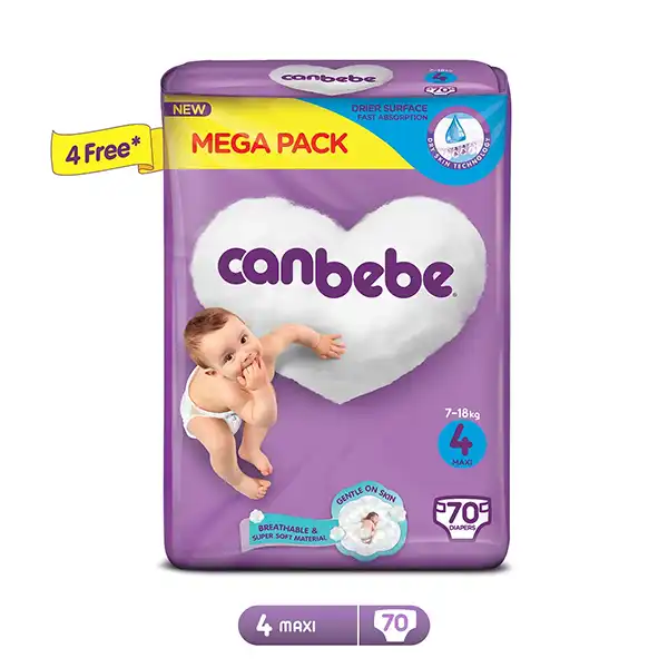 Canbebe Comfort Dry Diapers Mega Pack Maxi Size 4 70 Pc